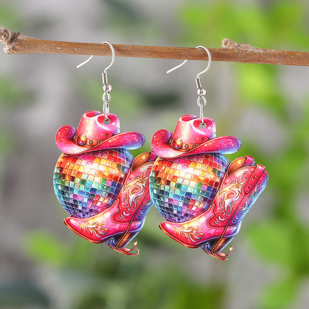 Wholesale  Music Festival Western-style Denim Hat Boots Pendant Earrings