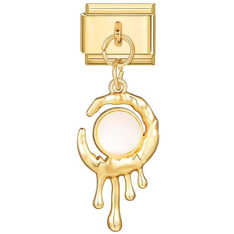 Wholesale Italian Charm Bracelet 9mm DIY Splicing Gold Heart Pendant Stainless Steel Composable Bracelet