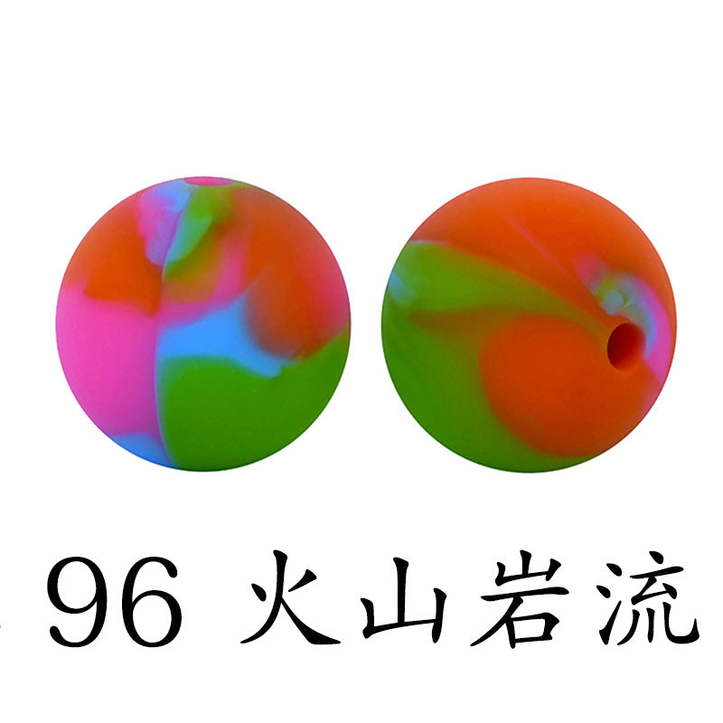 Wholesale 50pcs 15mm Western Style Leopard Skull Color Aztec Printed Silicone Balls Beads ACC-BDS-HeSheng008