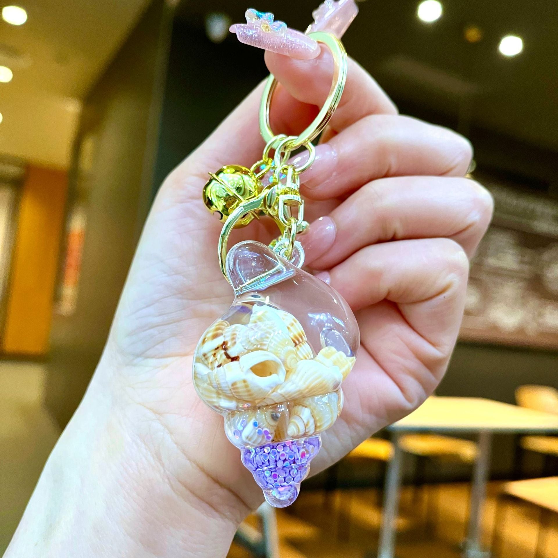 Wholesale Colorful Shell Conch DIY Quicksand Keychain Ocean Pendant Bag Charm Small Gift Accessories