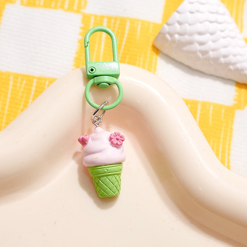 Wholesale Resin Cherry Blossom Macaron Keychain Bag Charm Decorative Accessory Gift