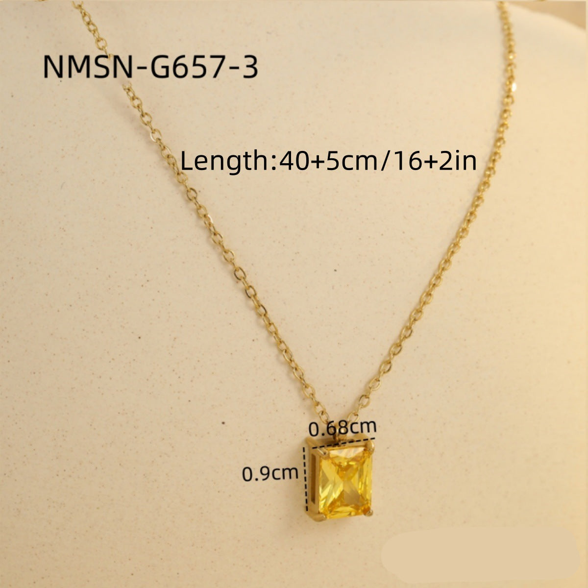 Wholesale Light Luxury  Stainless Steel Necklace Square Zircon Pendant  Clavicle Chain