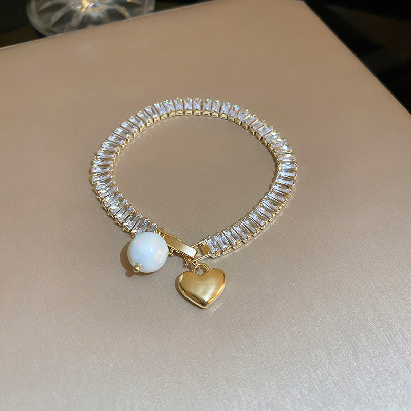 Wholesale Opal Pearl Flower Love Bracelet Adjustable Bracelet Heart Bracelets ACC-BT-Weim001