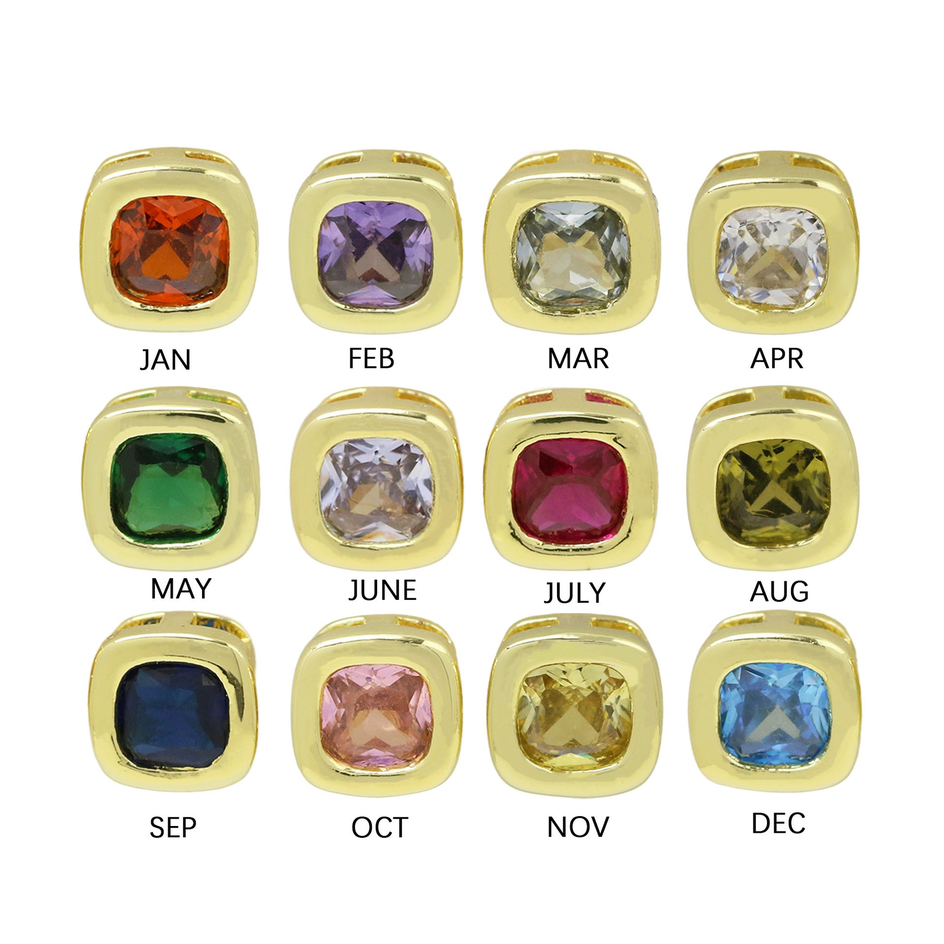 Wholesale Colorful geometric square December birthstone zircon pendant necklace