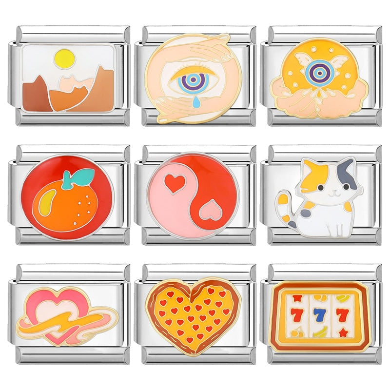 Wholesale 9mm Italian Charm Starter Bracelets DIY square Single Section Creative Stainless Steel Composable Bracelet