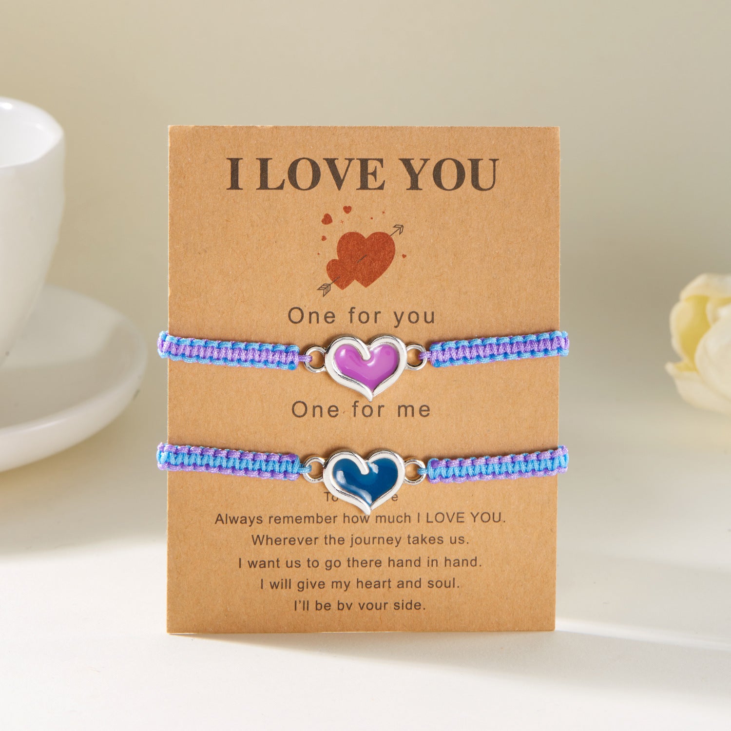 Wholesale  Dropping Oil Luminous Love Heart-shaped Woven Valentine's Day Bracelet