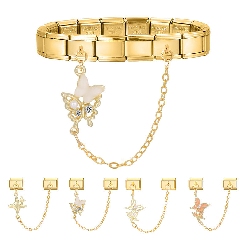 Wholesale Italian Charm Bracelet 9mm DIY Splicing Double Pendant  Stainless Steel Composable Bracelet