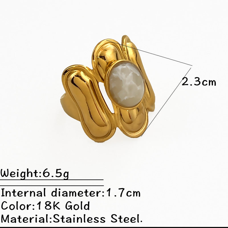 Wholesale Fashionable Titanium Steel Ring Inlaid with Natural Stone