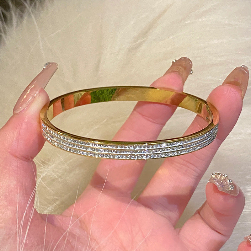 Wholesale Light Luxury Full Diamond Titanium Steel Bracelet ACC-BT-XKL003