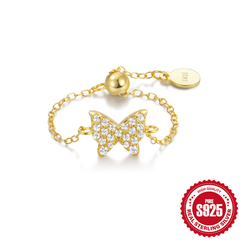 Wholesale  925 sterling silver lovely butterfly diamond ring