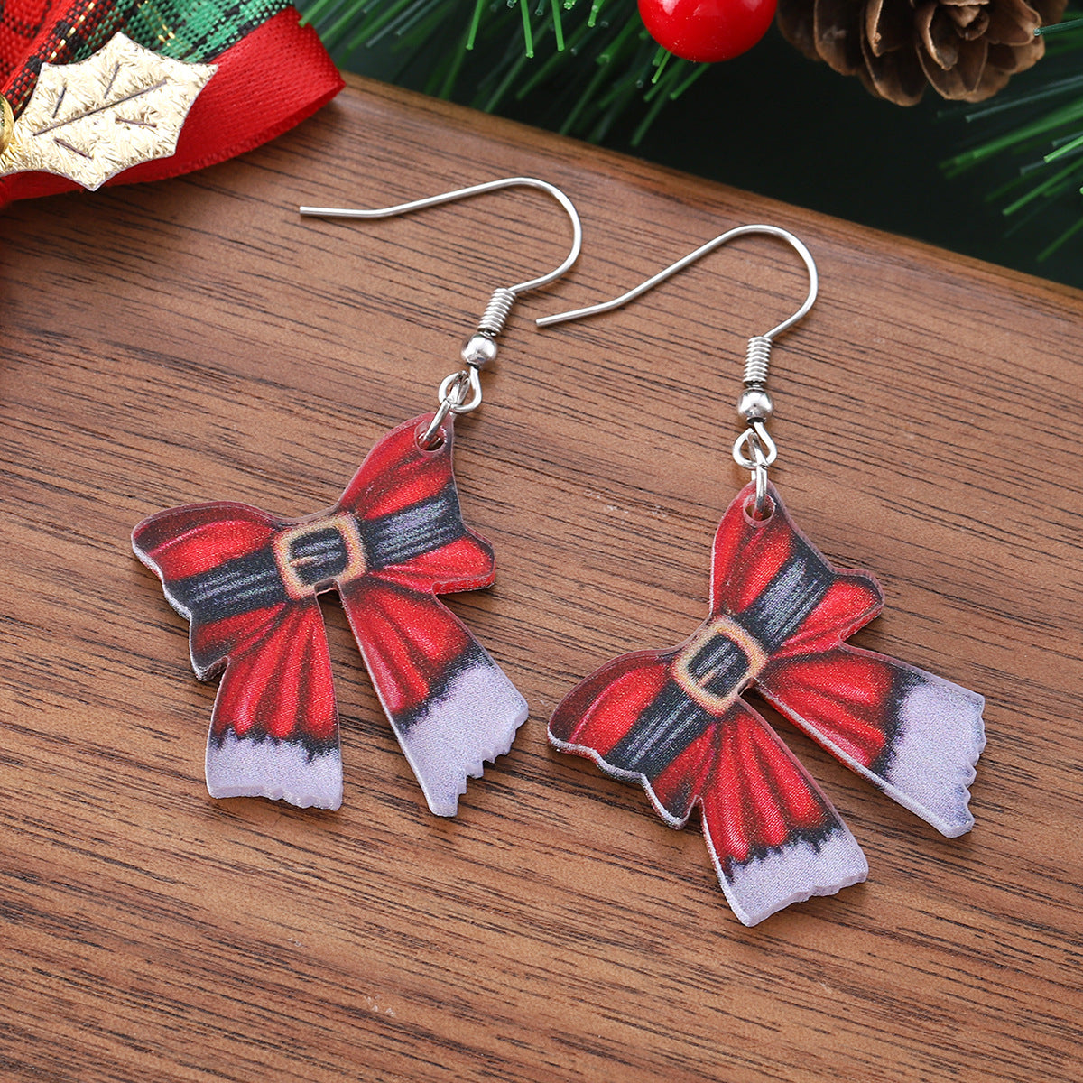 Wholesale  Christmas  Belt Bow Pendant Earrings