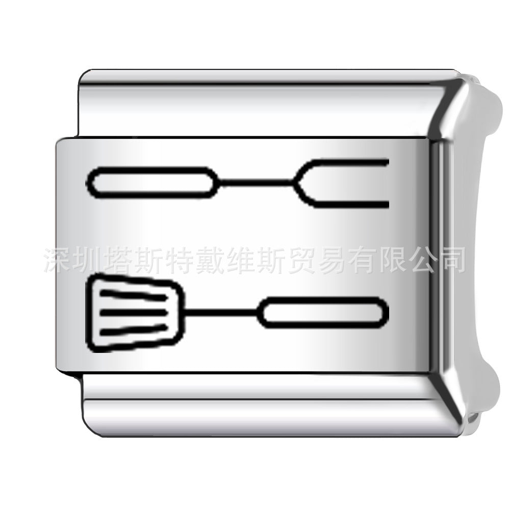 Wholesale 9mm Italian Charm Starter Bracelets DIY square Single Section Creative Stainless Steel Composable Bracelet