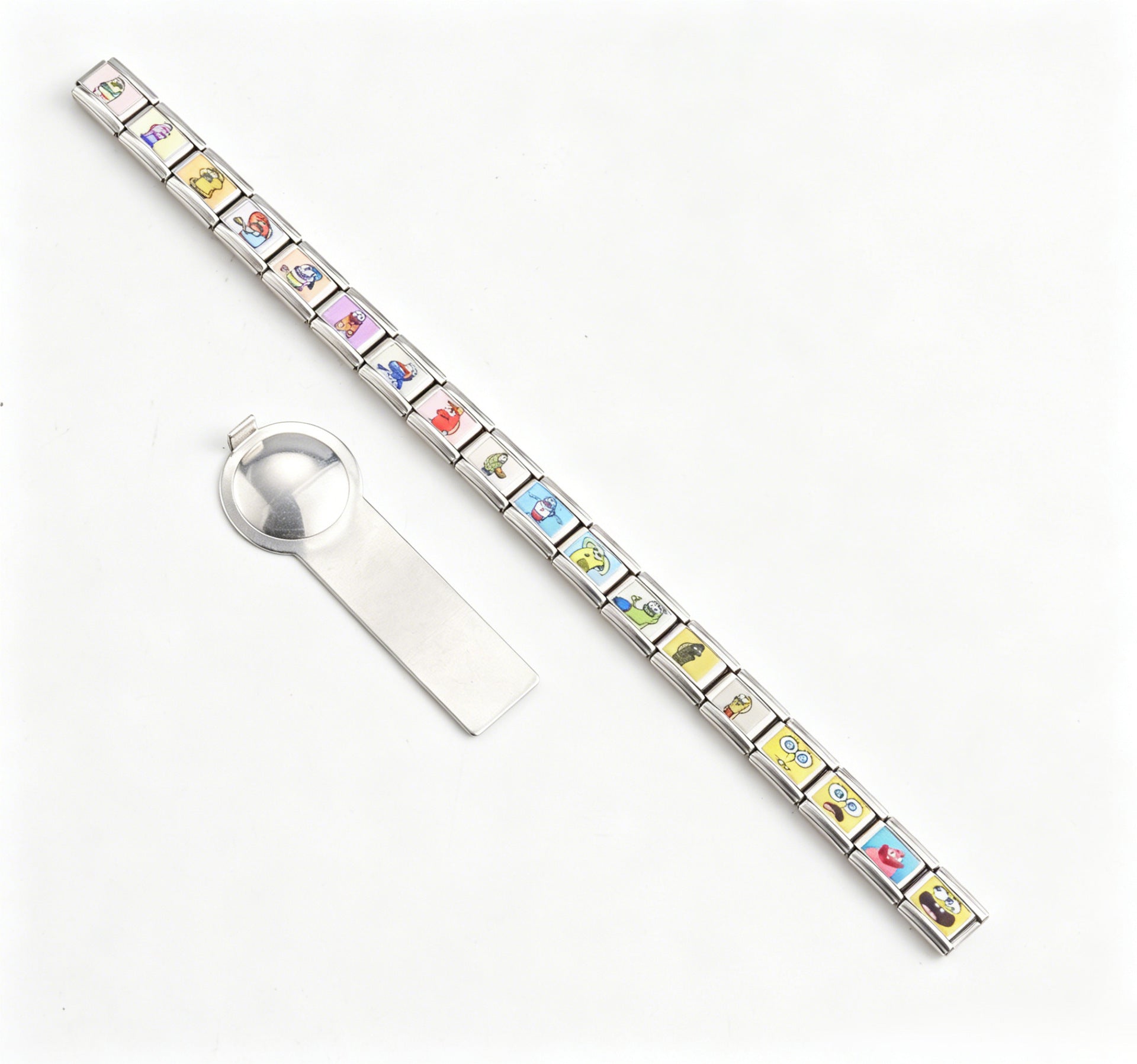 Wholesale Stainless Steel Geometric Modular Bracelet UV Print Elastic DIY Jewelry Accessory