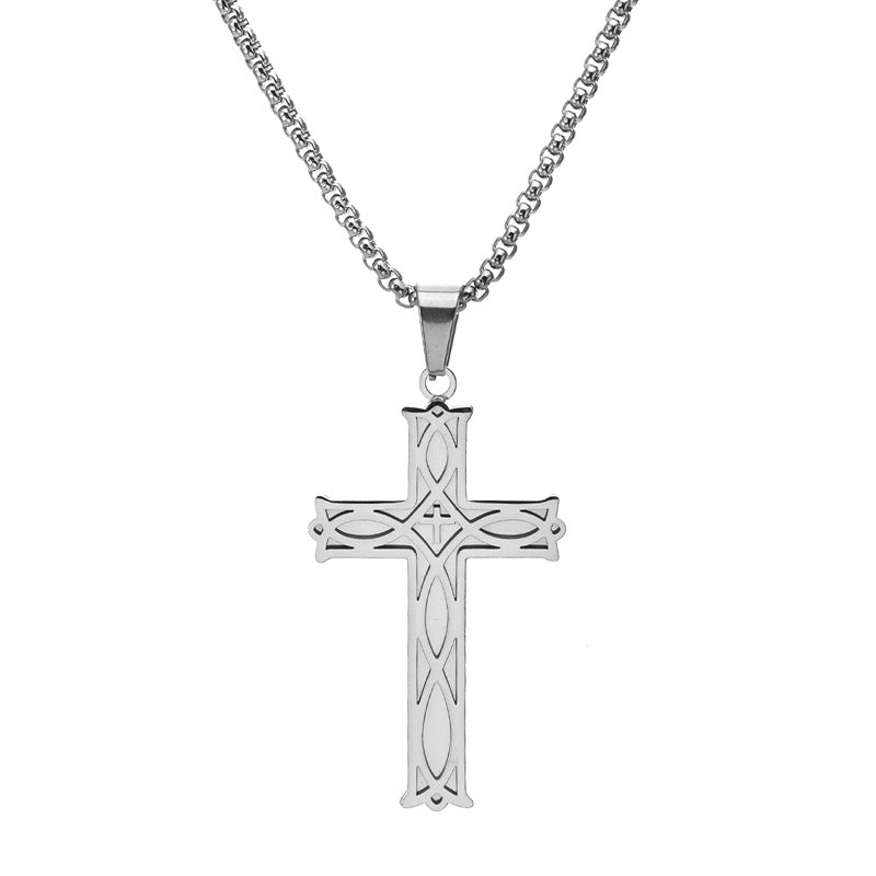 Wholesale Irish knot cross pendant titanium steel hollow necklace