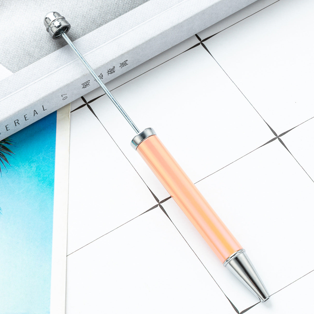 Wholesale Beadable Pens UV Electroplating Color Plastic DIY Beaded Pens Solid Color Pens