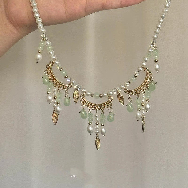 Wholesale  Green Tassel Pearl Necklace