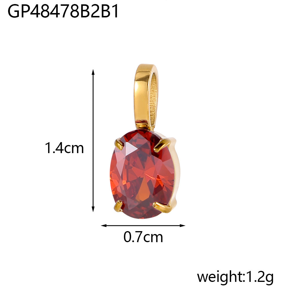 Wholesale Colorful zircon water droplets stainless steel December birthday stone pendant
