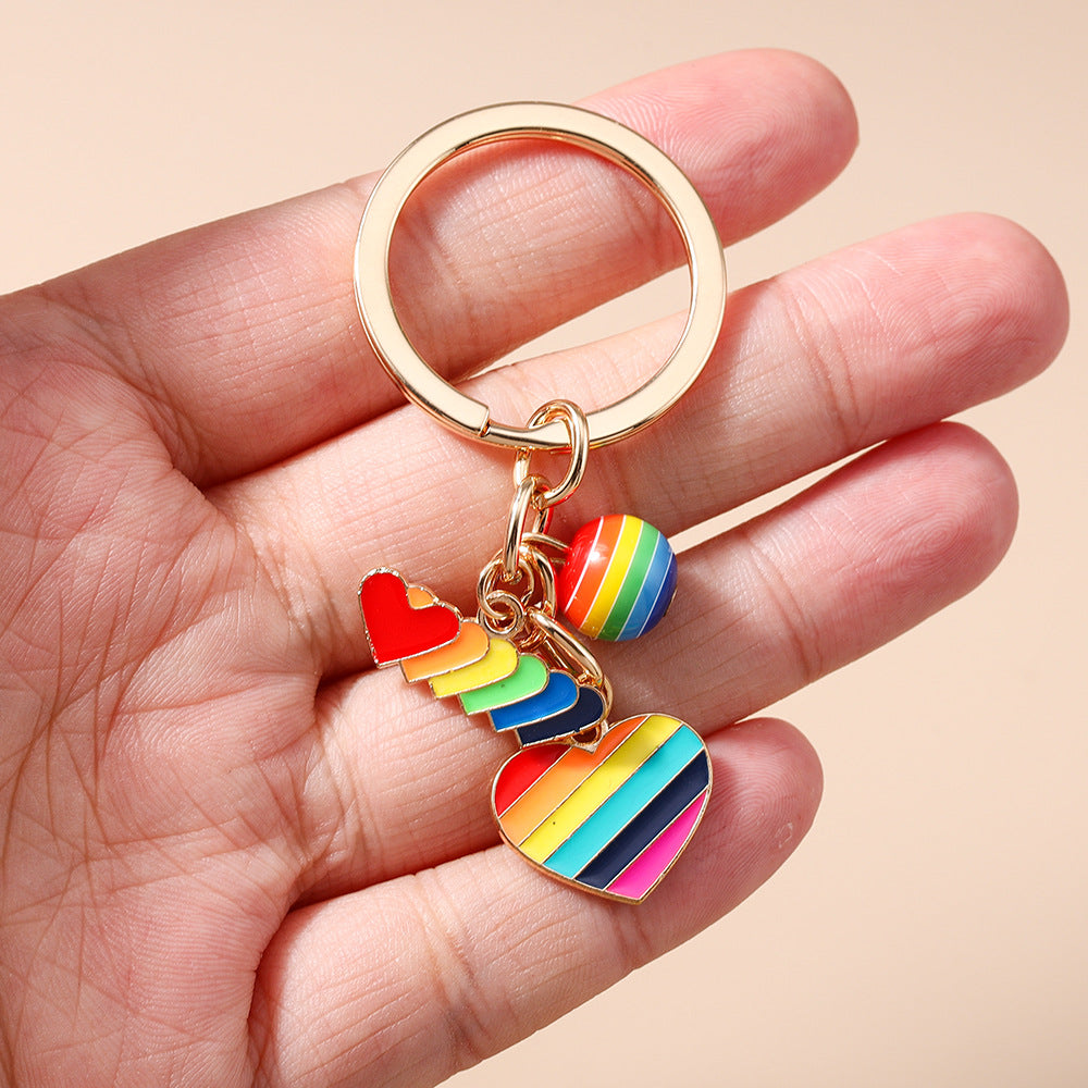 Wholesale Alloy Rainbow Heart Keychain for Girls