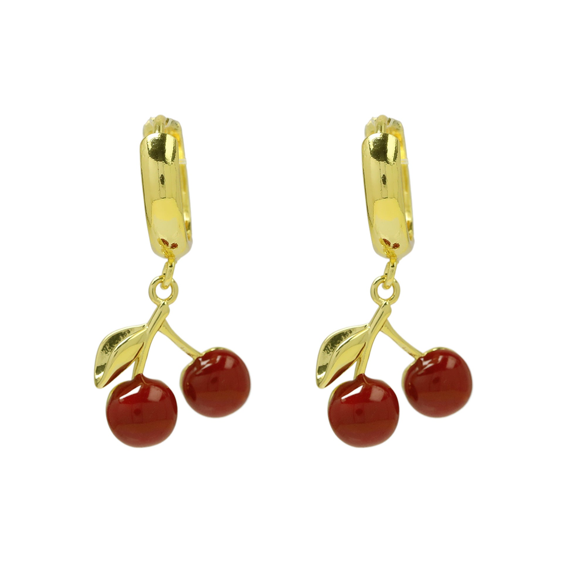 Wholesale  fruit strawberry drop oil gold earrings