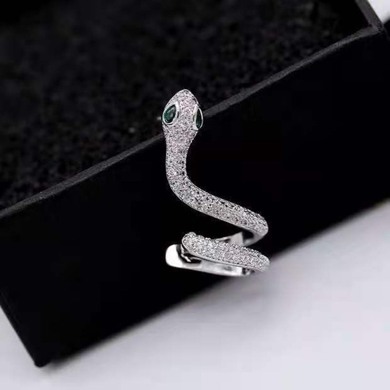 Wholesale exaggerated micro-inlaid zircon metal texture snake earrings