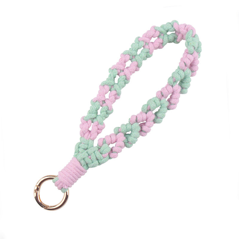 Wholesale  handmade woven leaf pattern lanyard keychain