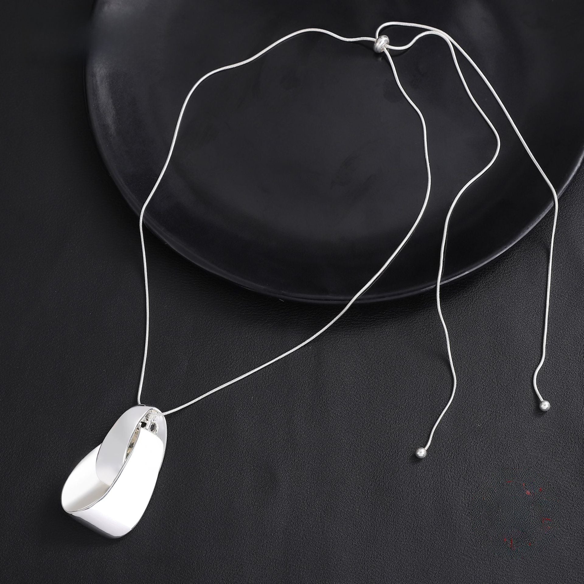 Wholesale  irregular geometric ring pendant gold-plated silver  snake bone necklace