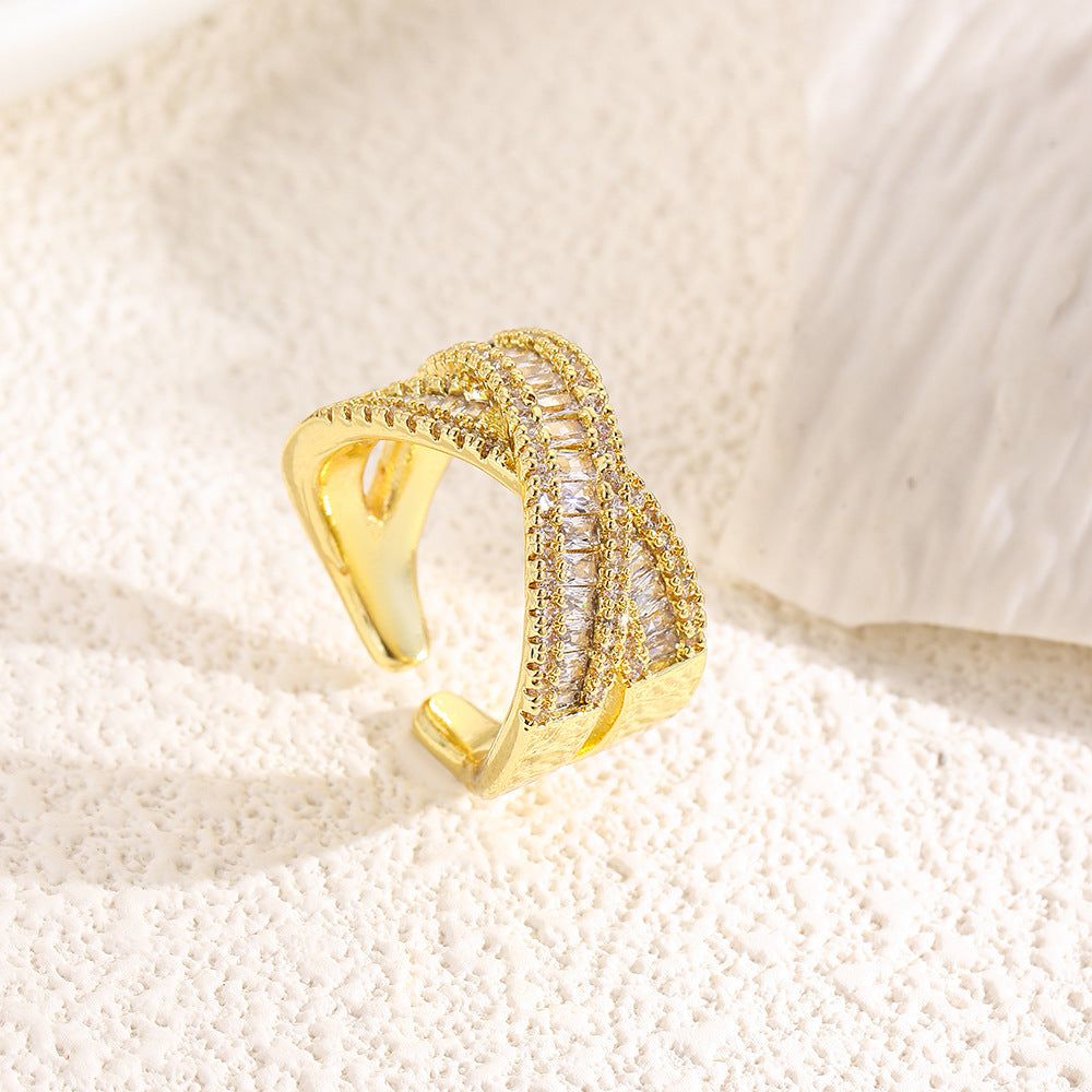 Wholesale Stepped zircon electroplated ring