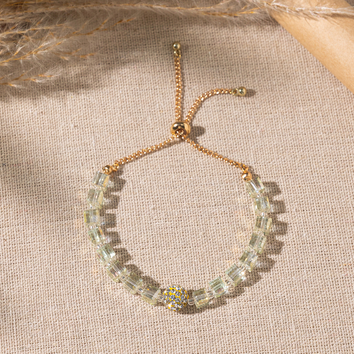 Wholesale Colorful transparent sugar cube glass bracelet