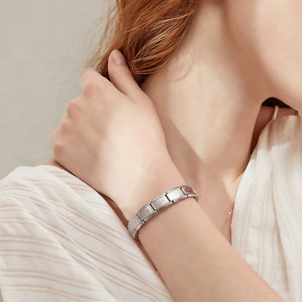 Wholesale Trendy Stainless Steel Modular Bracelet In Gold Silver Diamond Pattern DIY Watchband Chain For Everyday Wear