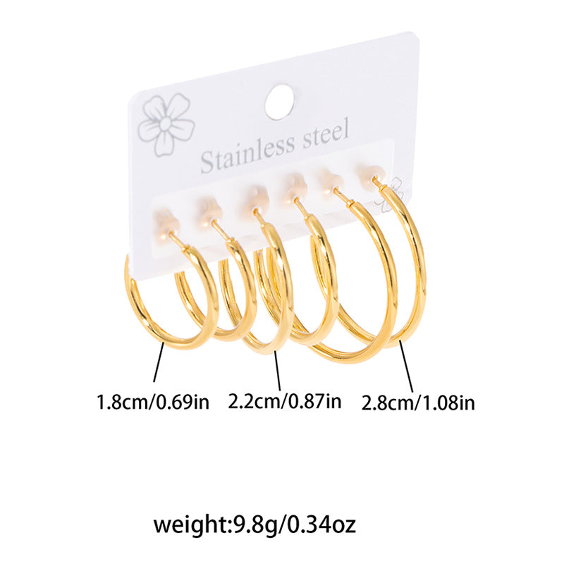 Wholesale Minimalist Gold-Plated Stainless Steel Hoop Earrings,  Trendy Jewelry Accessory