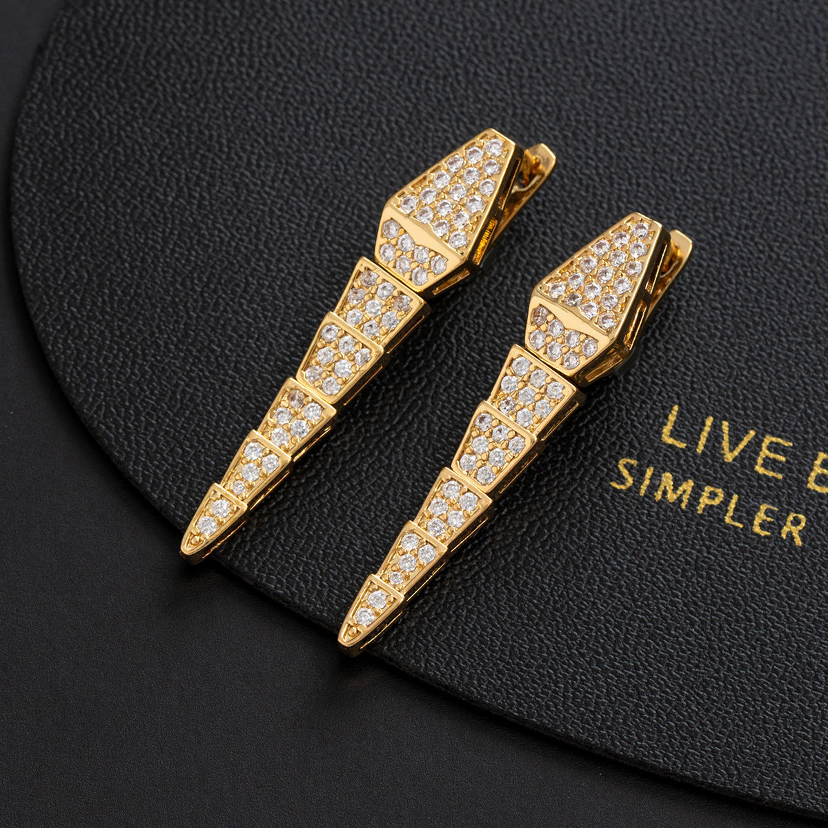 Wholesale Snake Shaped Zircon Long Drop Earrings Copper Women S Jewelry Accessory Gift