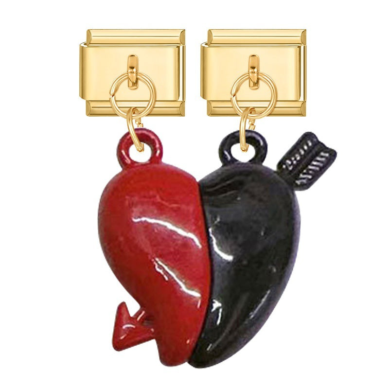 Wholesale Italian Charm Bracelet 9mm DIY Splicing Double Charm DIY Ring Stainless Steel Composable Bracelet