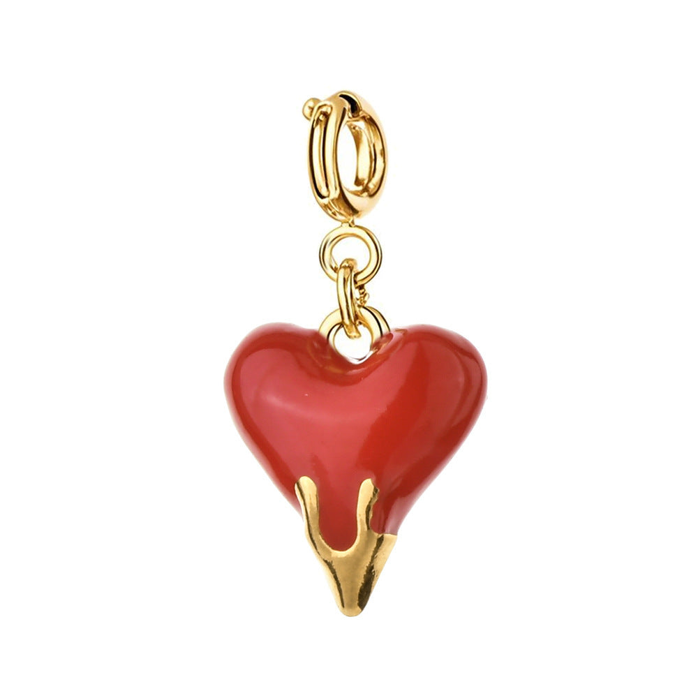 Wholesale Retro Style Heart Series Oil Dripping Colorful Stainless Steel  Charms
