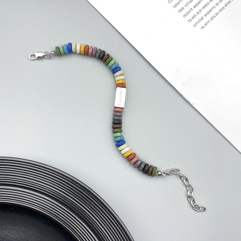 Wholesale Colorful Volcanic Stone Bracelets Splicing Cube Bracelet ACC-BT-Hexin001