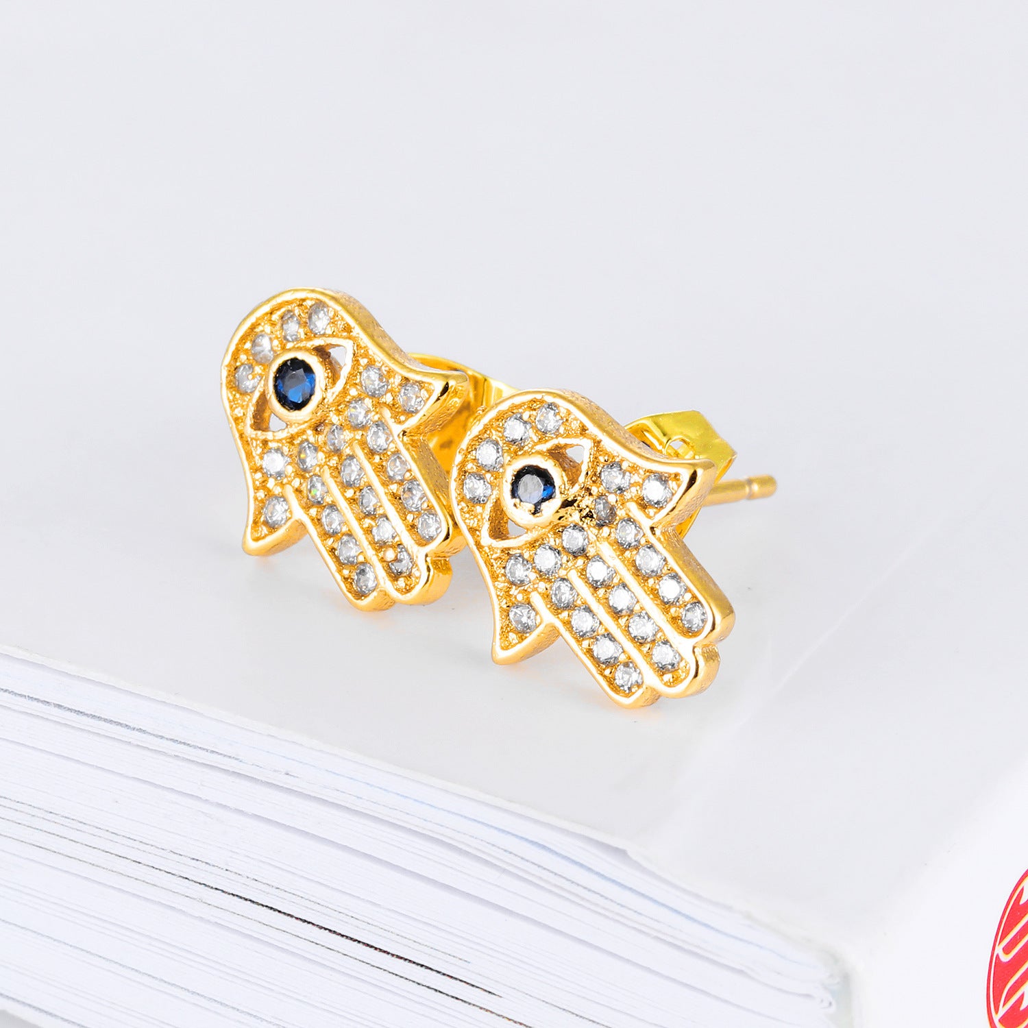 Wholesale Luxury Diamond Palm Gold Earrings