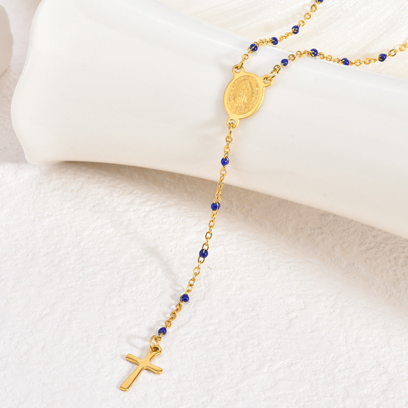 Wholesale 18K gold vacuum oil plating stainless steel cross chain necklaces