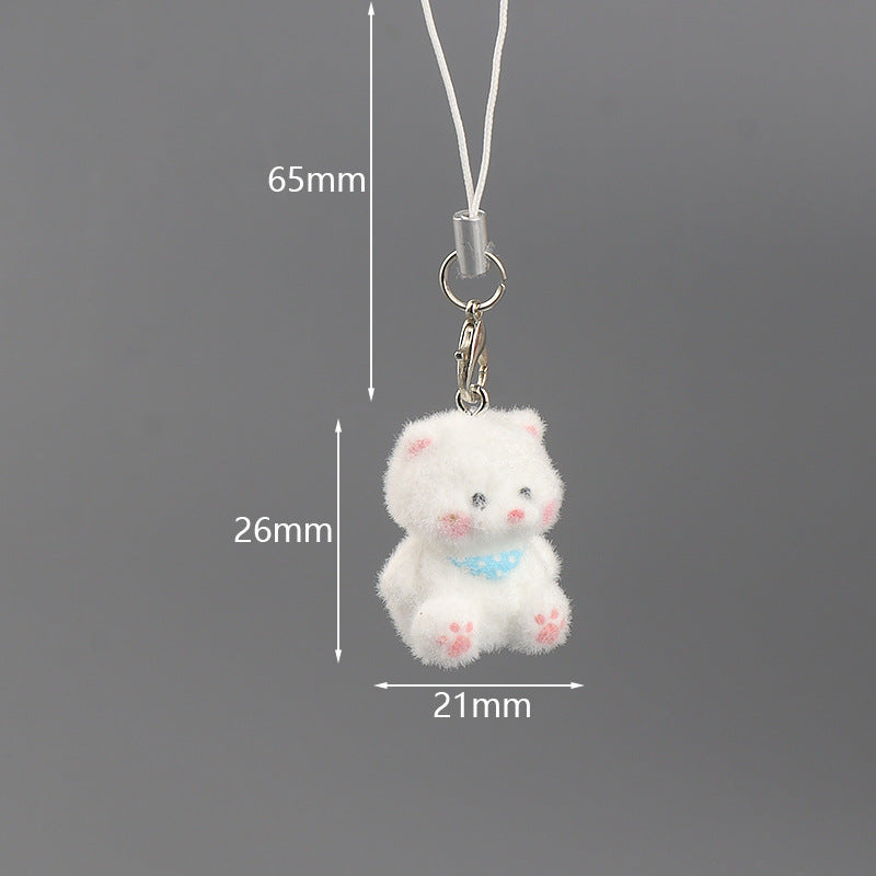 Wholesale Cute mini flocked puppy mobile phone chain