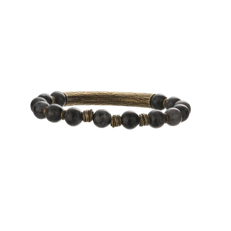 Wholesale White Turquoise Tiger Eye Stone Antique Gold Accent Beaded Bracelet Chinese Vintage Style Unisex Wedding Jewelry