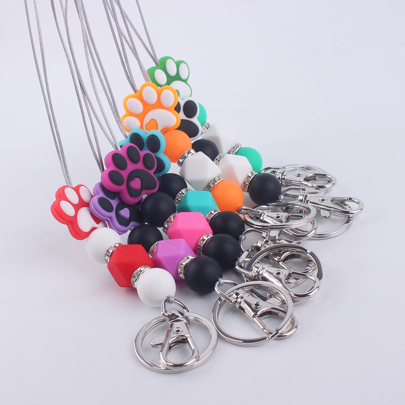 Wholesale Cartoon Dog Paw Silicone Bead Hanging Rope Keychain ACC-KC-GuangTian023