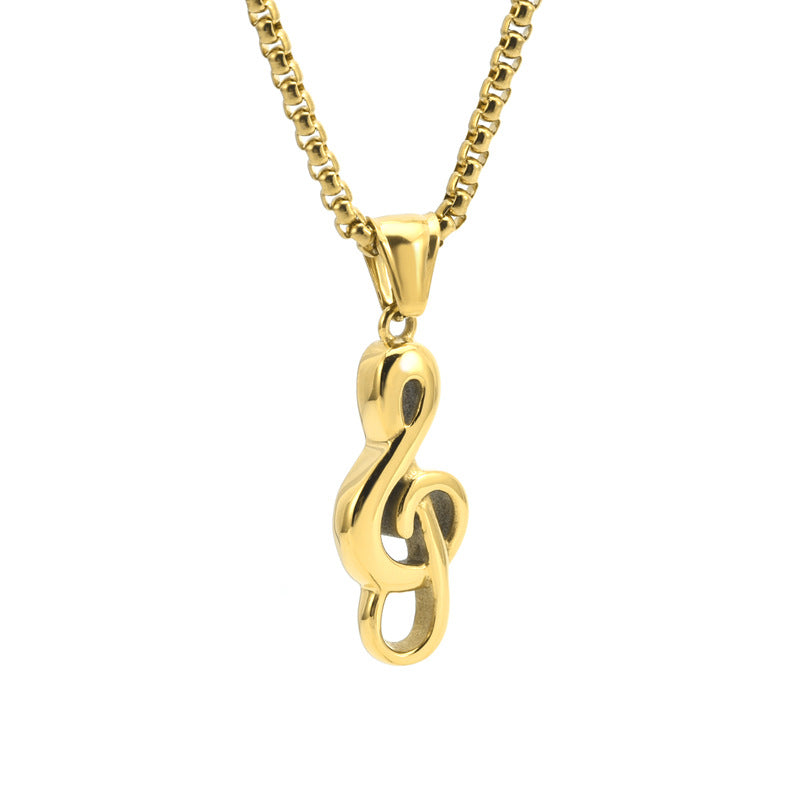 Wholesale note symbol hip-hop pendant stainless steel  necklace