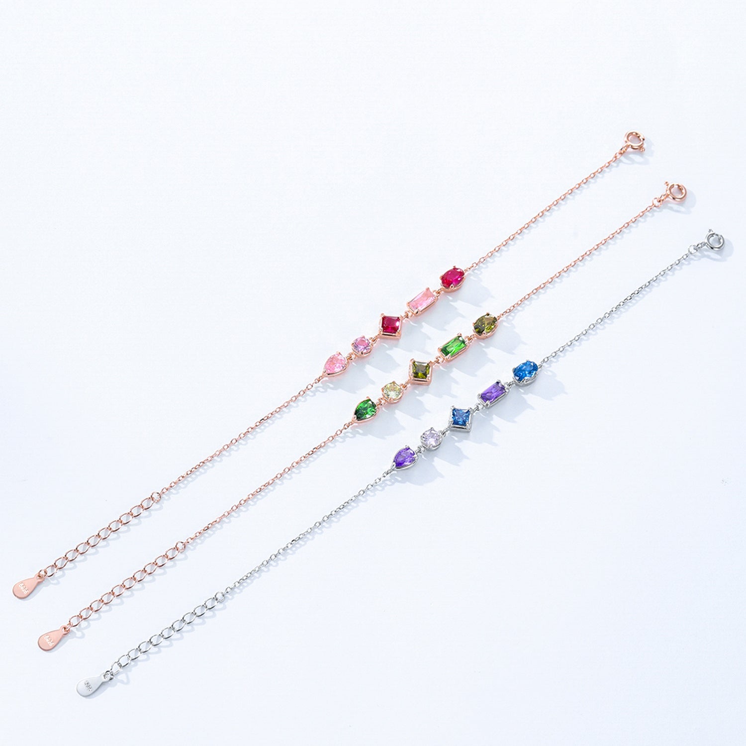 Wholesale S925 Sterling Silver Color Zircon Three-color Bracelet