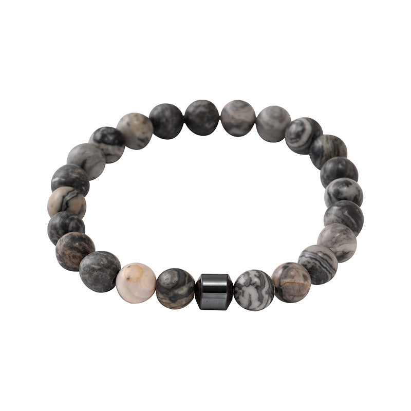 Wholesale  beaded bracelet  white pine stone black stone tiger eye stone volcanic stone  bracelet