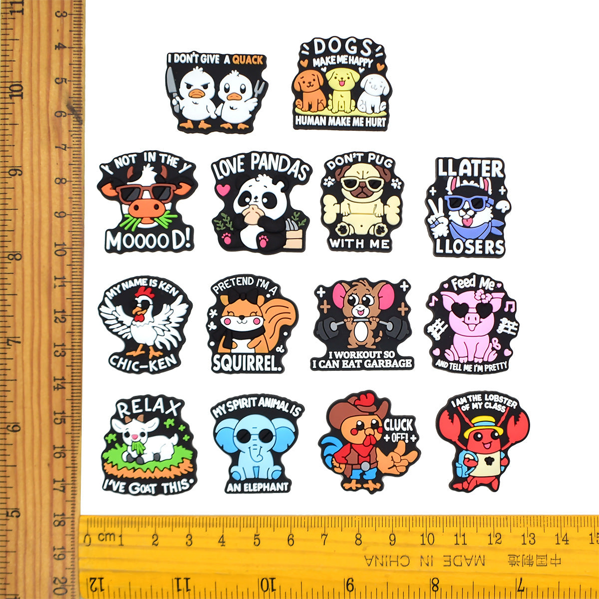 Wholesale Random 100pcs  creative phrase series  PVC Soft Rubber Shoe Buckle Decoration