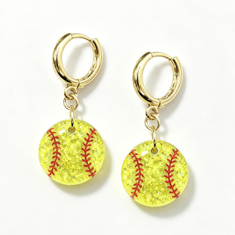 Wholesale Cute Football Earrings Shiny Acrylic Pendant Jewelry Fashion Accessory Gift For Boutique Resale