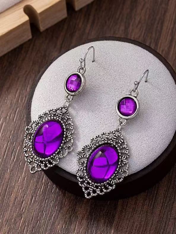 Wholesale Exaggerated Ethnic Gemstone Earrings,  Zinc Alloy Electroplated,  Jewelry Accessory