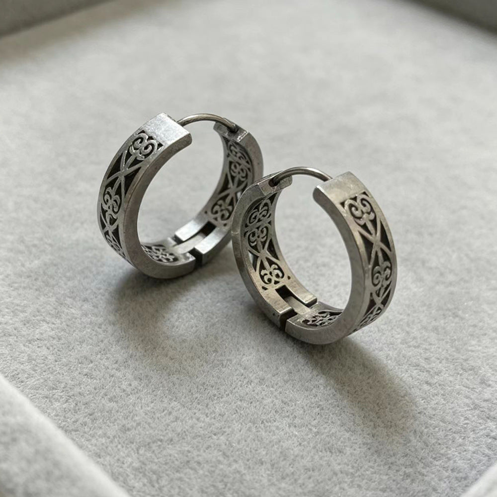 Wholesale Stainless Steel Geometric Open Ear Cuff - Hollow Design Earring Fashion Accessory for Party Boutique Resale