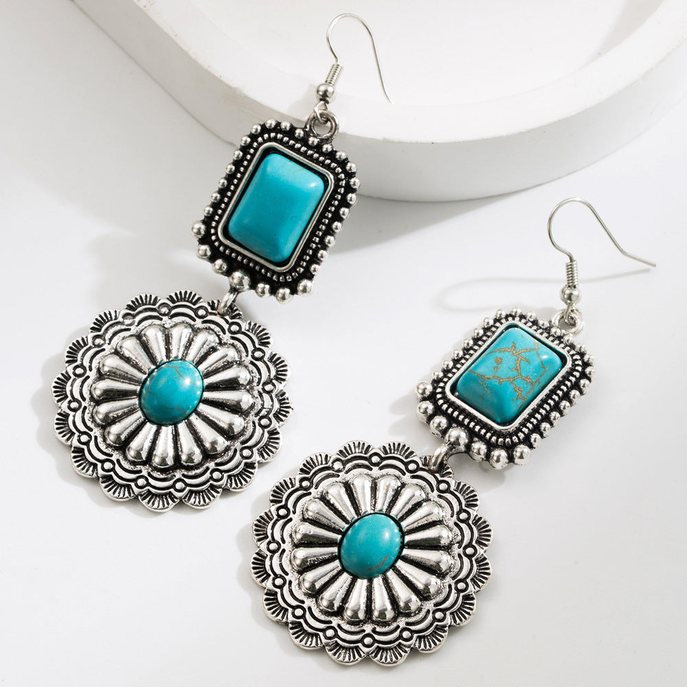 Wholesale Bohemian Resort Style Turquoise Teardrop Earrings