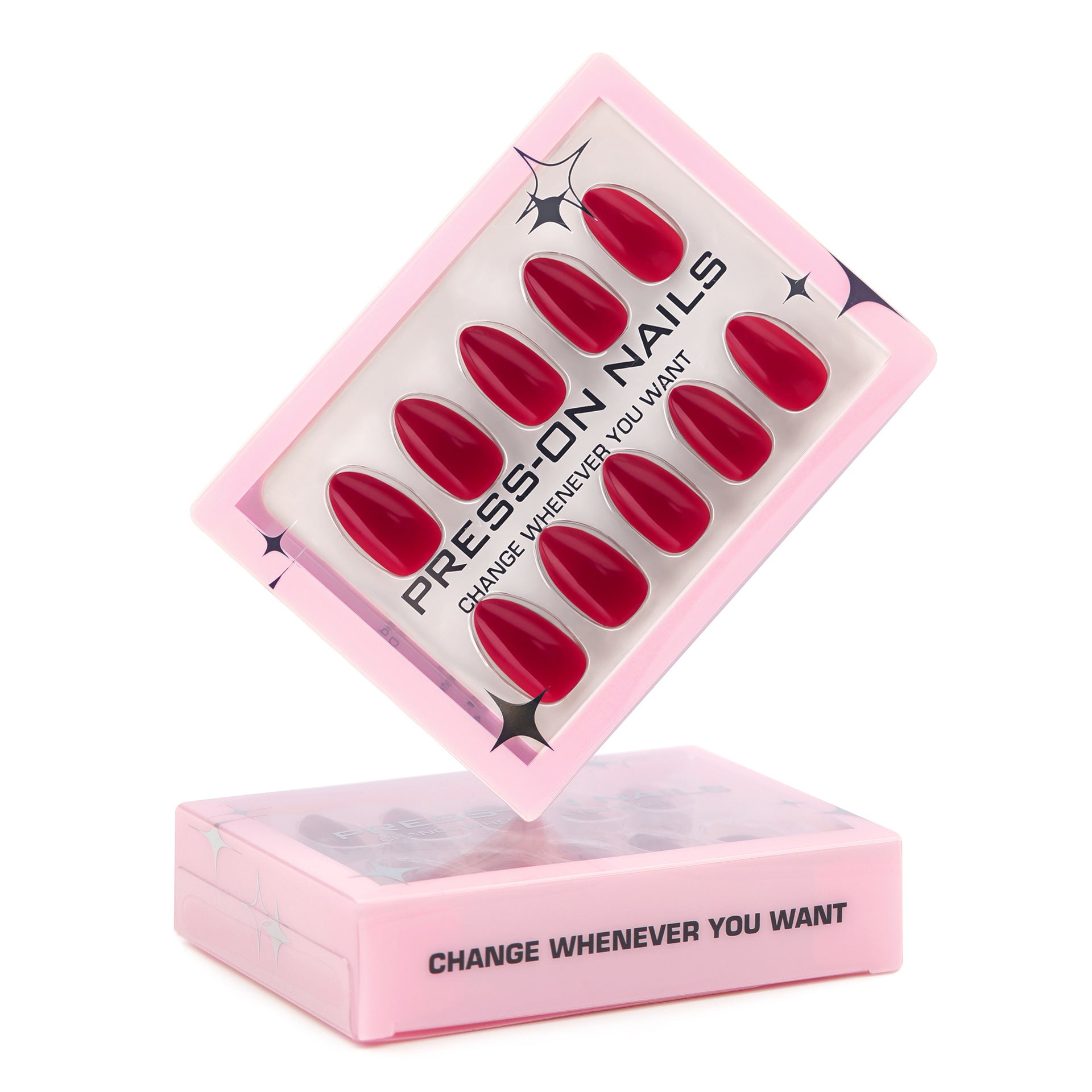 Wholesale 24 Pieces/box Red Solid Bow Nails Kits Nail Stickers