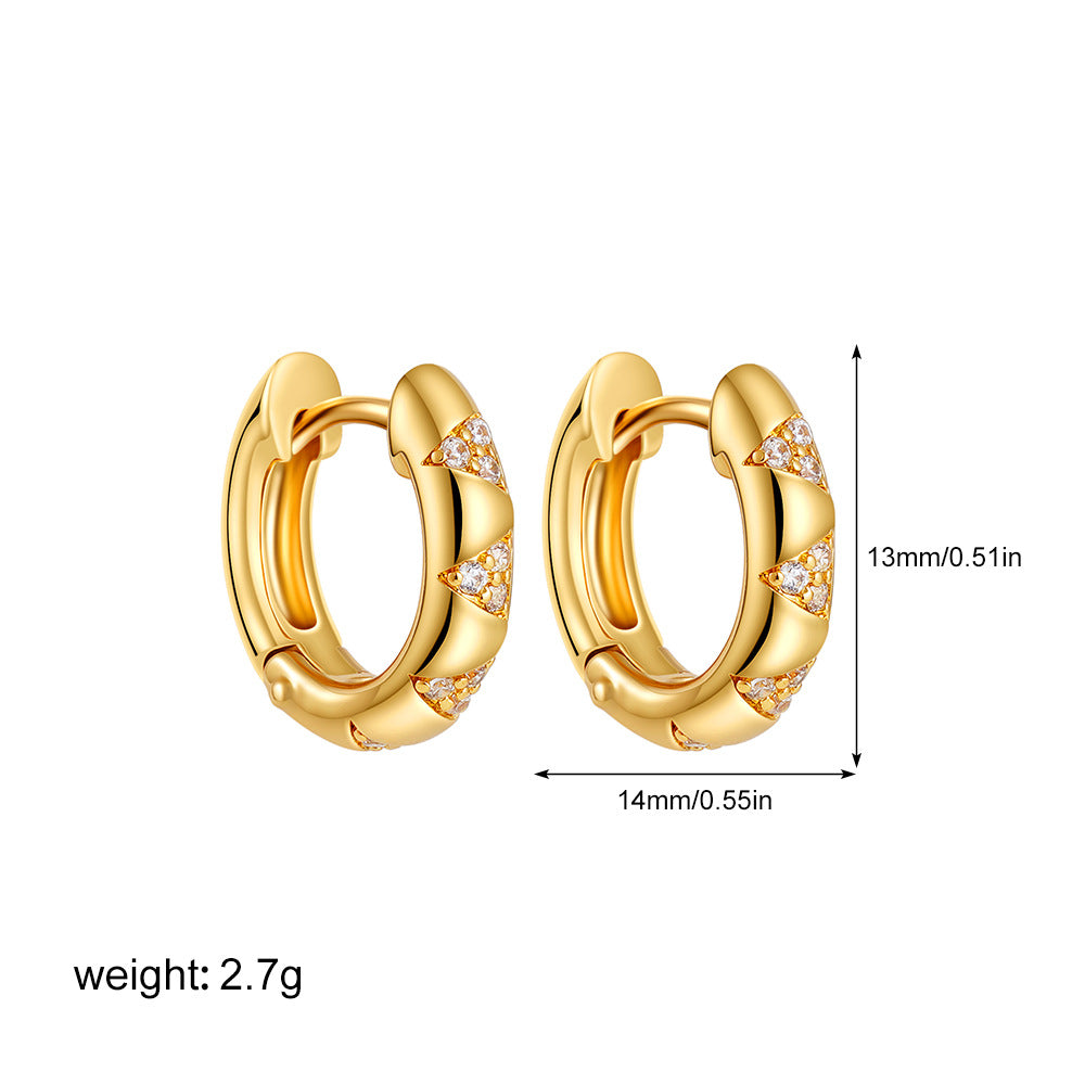 Wholesale 18K Gold and Silver Double Color Electroplated Ear Buckle Micro-inlaid Zircon Elegant Earrings