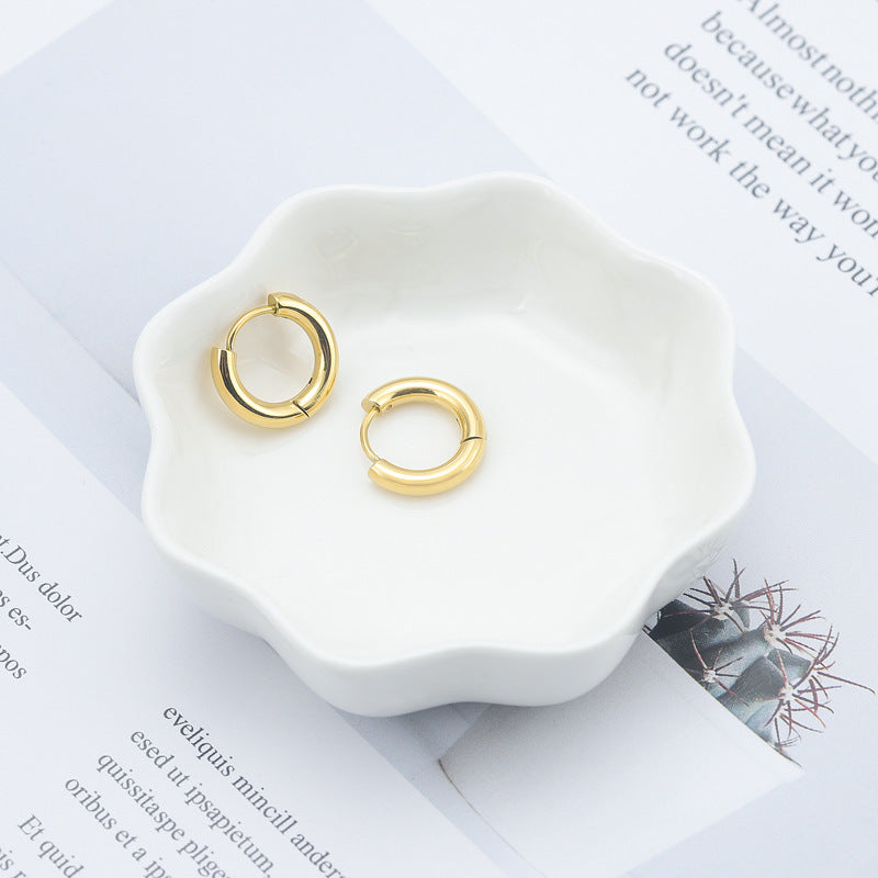 Wholesale Round Micro-paved Zirconia Stainless Steel Earrings